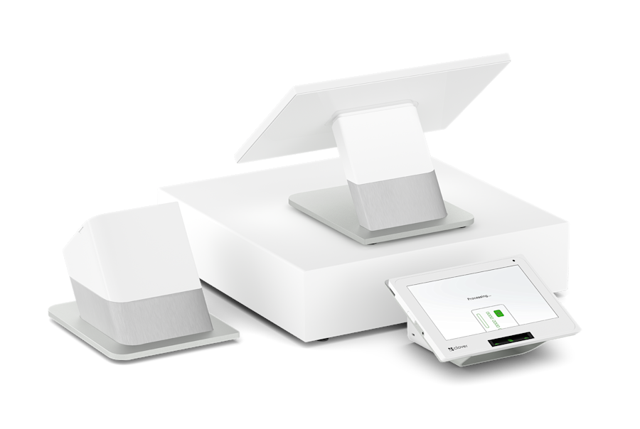 Clover Station Duo equipment including a station, printer, cash drawer and customer display